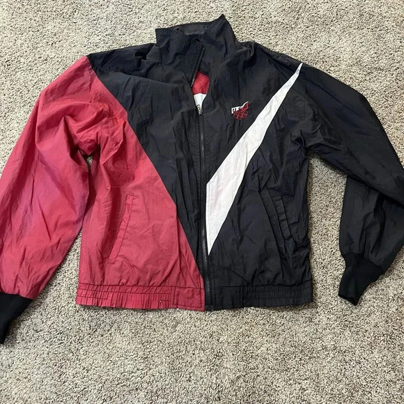 VINTAGE 80s USA Olympics Tracksuit Red Black Nylon WindbreakerJacket Mens Medium - Picture 1 of 9